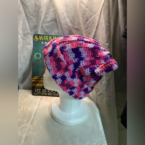 Handmade Pink Purple Cat Beanie - Picture 2 of 7